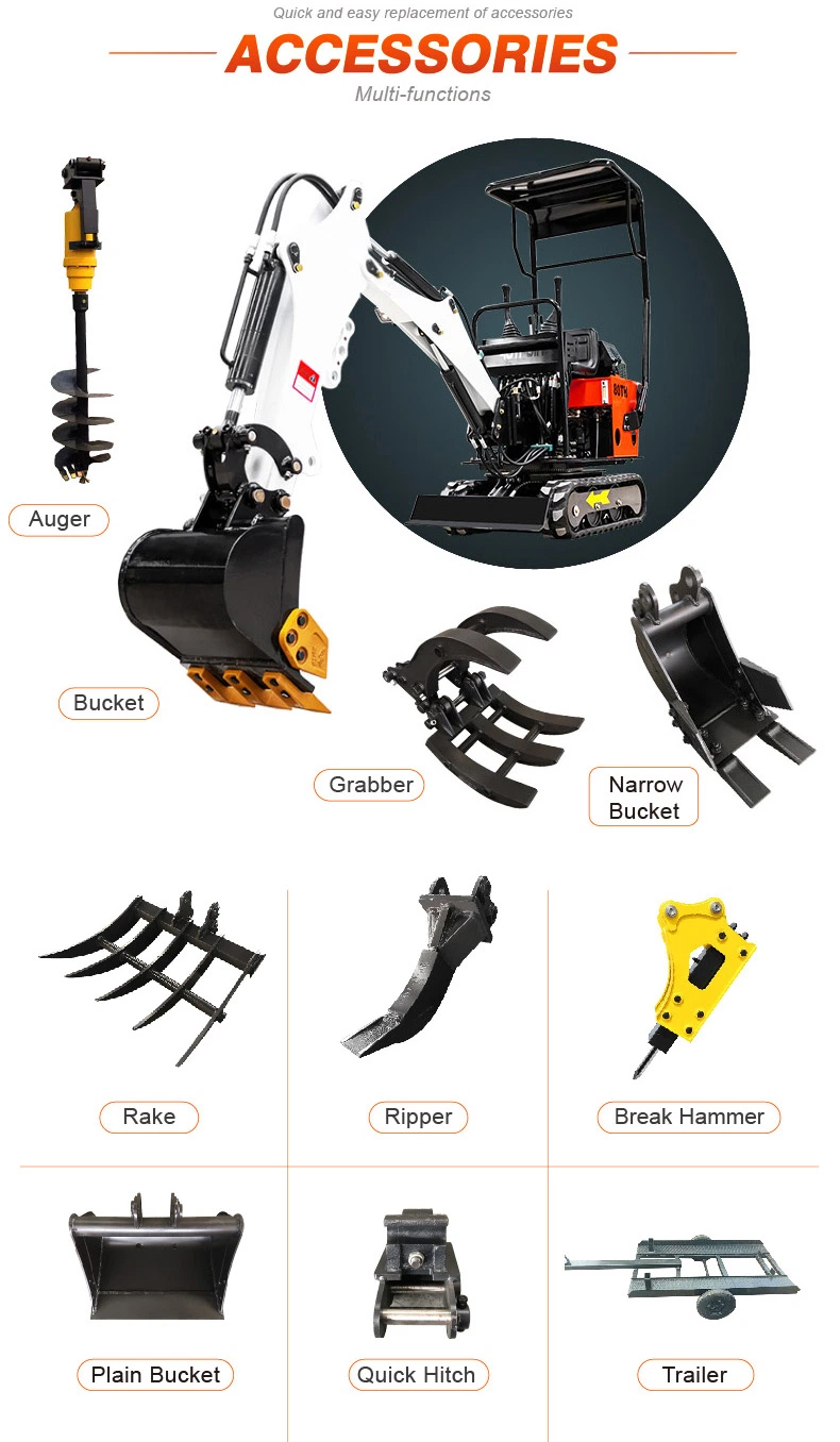 Indoor 0.8 Ton Can Enter The Elevator Micro 800kg Hydraulic Crawler Small Size Wheel Construction Backhoe Garden Micro Household Farm Construction Excavator