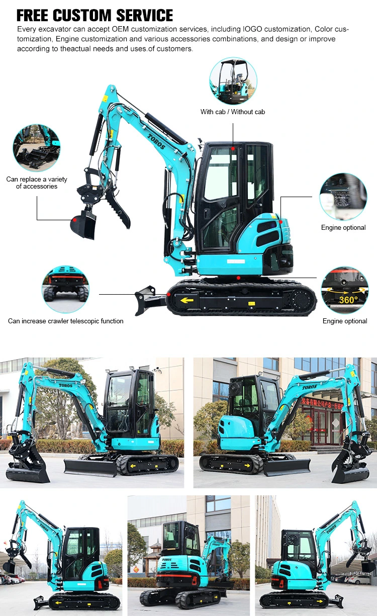 Agricultural 3.5 Ton Mini Excavator Machine Multifunctional Micro Crawler Digger Road Machinery Small Excavator for Construction
