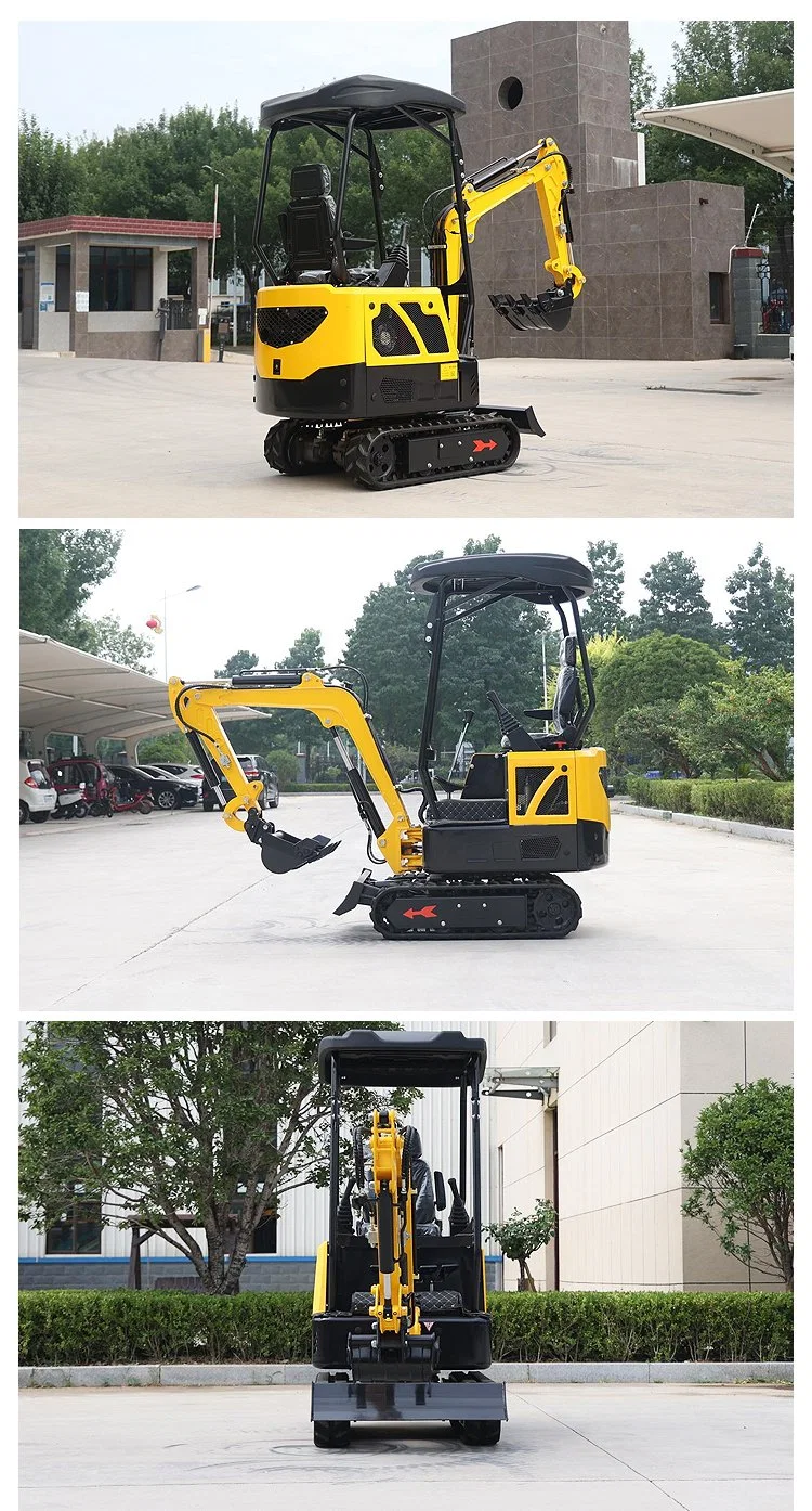 Mini Excavator 1ton 1.5 Ton New Hydraulic Small Chinese Excavator Digger Home Garden Diesel Engine Garden Farm Crawler Price