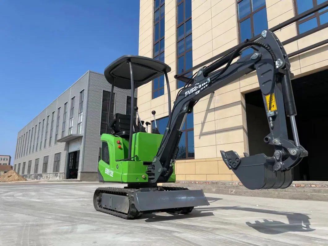 EVERUN ERE12E 1100kg micro digger machine with LED working light bucket tracked small hydraulic crawler electric mini excavator