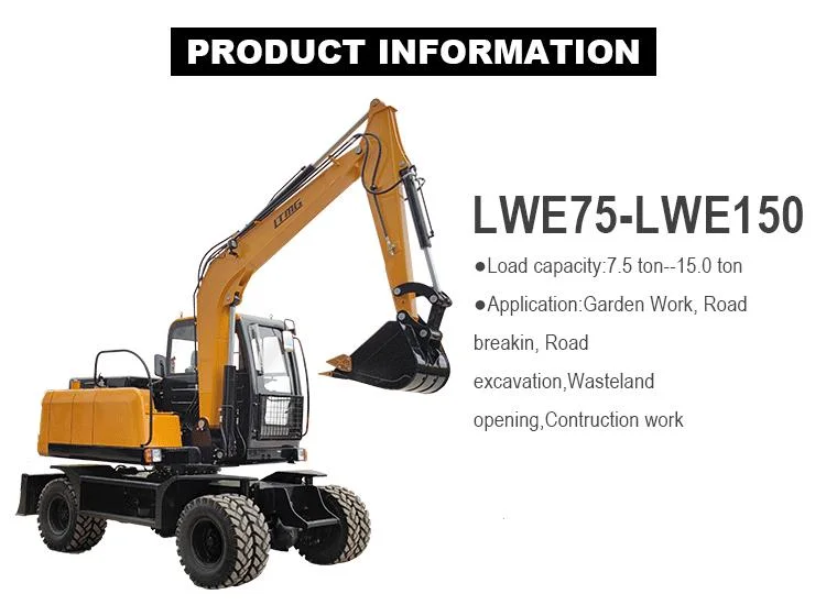 2024 Ltmg Mobile Excavator 7ton 7.5ton 8ton Wheeled Excavator