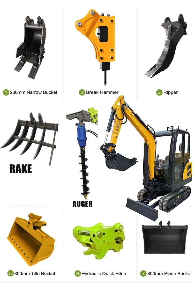 Mini Excavator 1 Ton Digger Machine Diesel Excavator Machine with Bulldozer