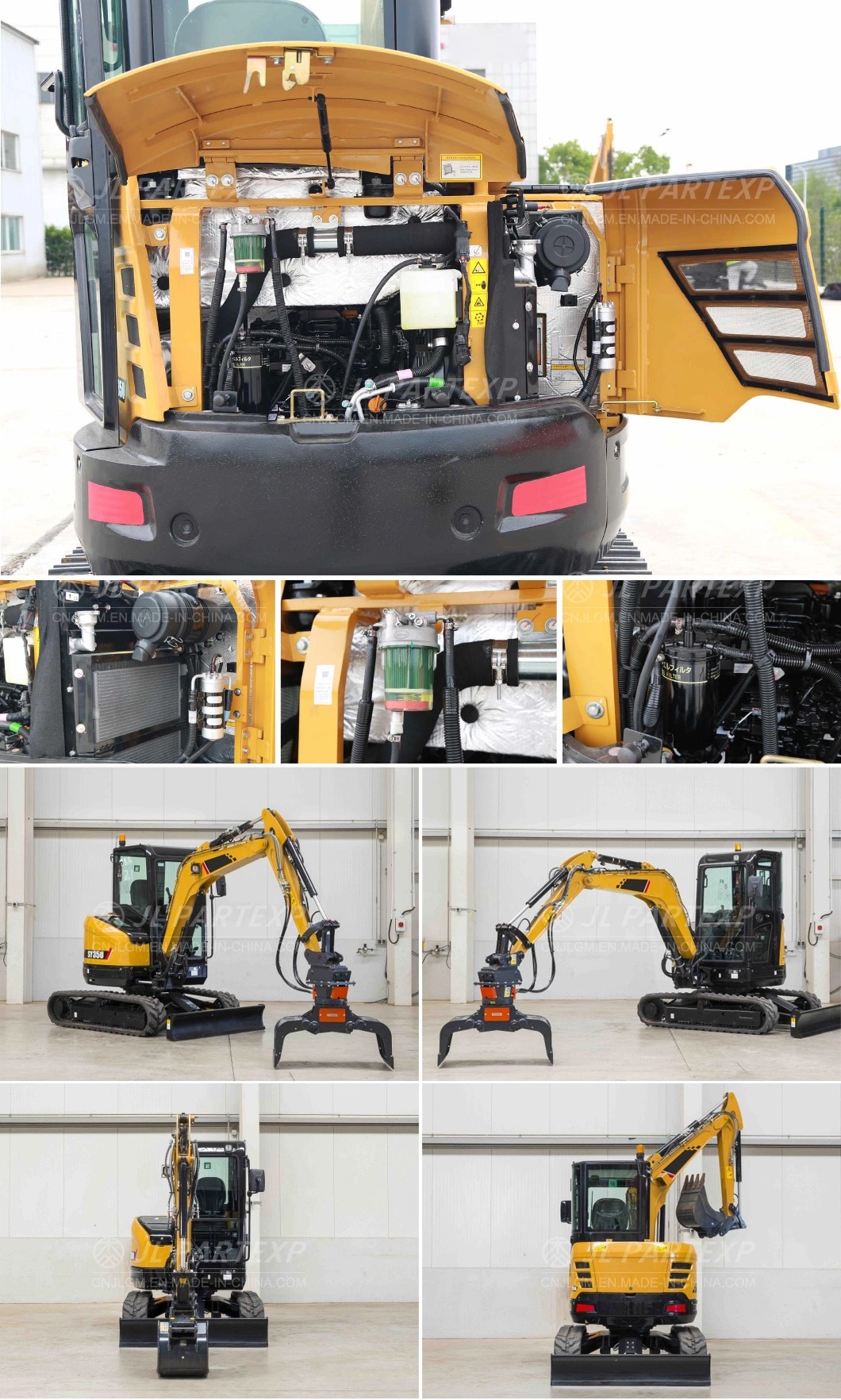 New Agricultural Machinery Farm Garden Orchard Home Hydraulic Medium Mini Small Compact Enclosed Closed Cabin Black Yellow Portable Excavator Digger Trade