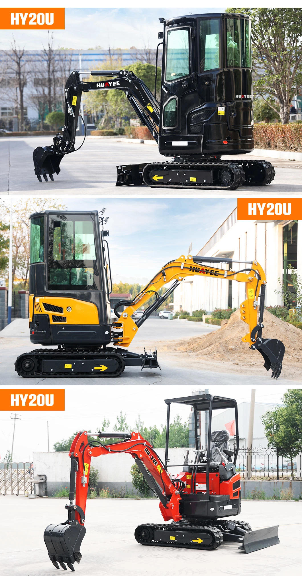 Huyee Factory Crawler Euro 5 EPA 4 Engine 2.5ton Small Digger 2ton 3.5 Ton Hydraulic Construction 3500kg Diggers 5 Ton Mini Excavator for Sale Prices with Thumb