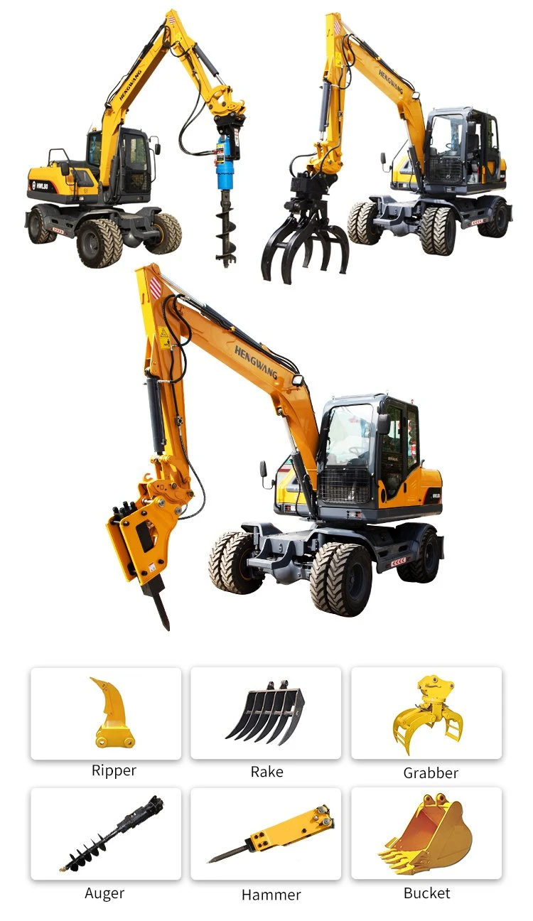 High Quality Mobile Large Wheel Equipment 8ton Excavator with Factory Price