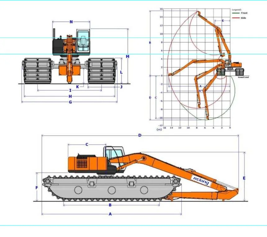 Floating Pontoon Wetland Marsh Buggy Undercarriage Pontoon Swamp Buggy Amphibious Excavator Long Reach Arm Excavator Shallow Water Excavator Amphibian Excavator