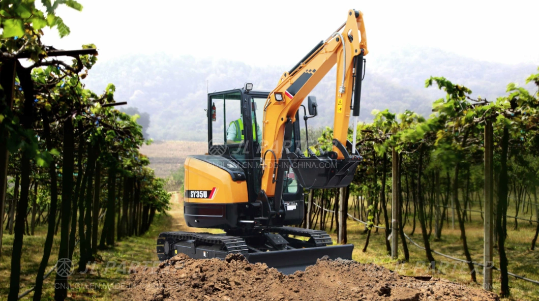 New Agricultural Machinery Farm Garden Orchard Home Hydraulic Medium Mini Small Compact Enclosed Closed Cabin Black Yellow Portable Excavator Digger Trade