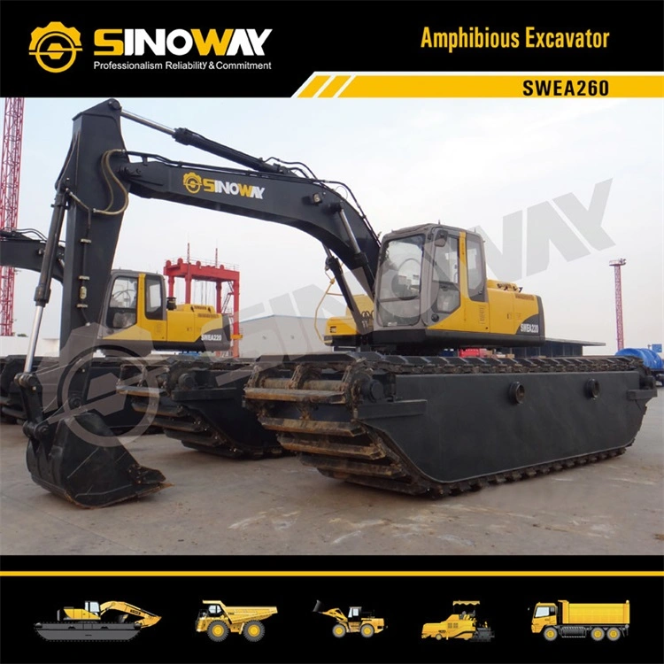 Best Price Long Reach Land and Water Excavator with Floating Tank Pontoon Tracks Mini River Amphibious Swamp Buggy with Backhoe and Dredging Pump for Sale