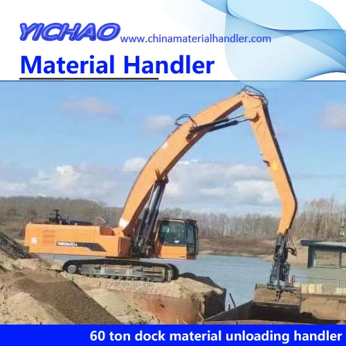 19 Meter Boom Diesel Engine and Electric Motor Dock/Quay/Pier Loading and Unloading Material Handler for Sand Chemical Fertilizer with Clamshell Bucket Grab