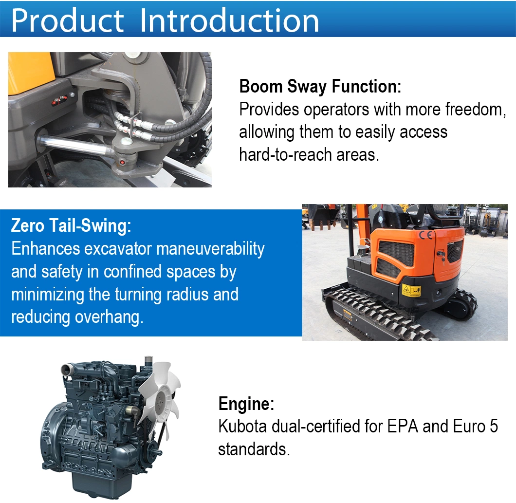 CE EPA Euro 5 China Wholesale Compact Mini Excavators Prices with Diesel Engine