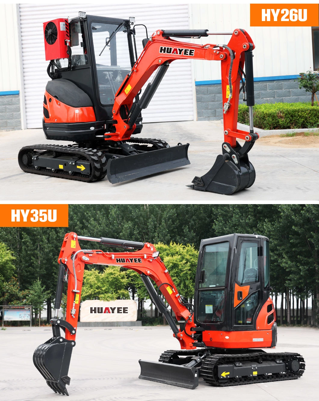 Huyee Factory Crawler Euro 5 EPA 4 Engine 2.5ton Small Digger 2ton 3.5 Ton Hydraulic Construction 3500kg Diggers 5 Ton Mini Excavator for Sale Prices with Thumb