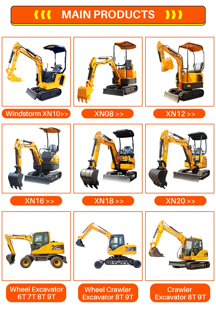 Rhinoceros Xn12-8 1.2ton Bagger Price Small Digger Cheap Mini Excavator Hydraulic Crawler Excavators with Three Cylinders Water Cooling Engine Micro Pelle