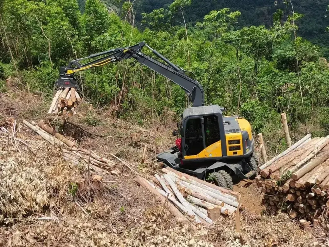 Forestry Machinery New Arrival, Powerful Productivity, Easy Transport Xvw-105 9 Ton Wheel Excavators Small Forestry Excavator