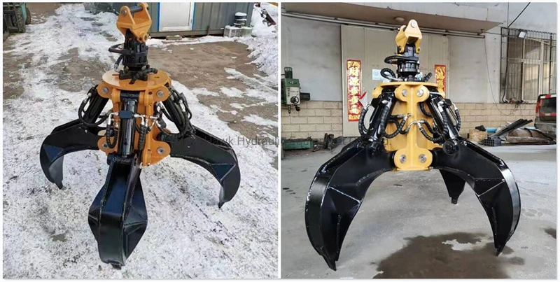 Excavator Demolition Attachment Hydraulic Rotating Grapple Orange Peel Grab