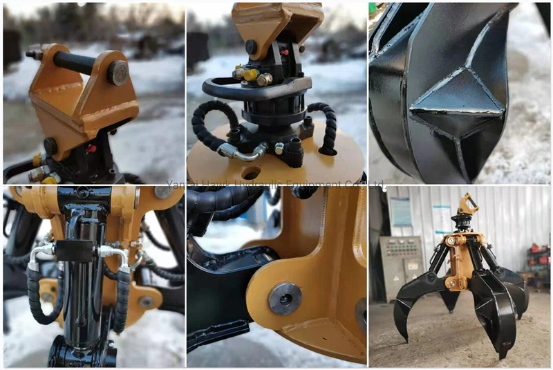 Excavator Demolition Attachment Hydraulic Rotating Grapple Orange Peel Grab