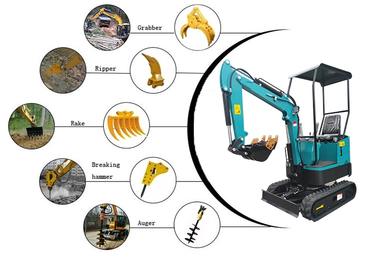 Diesel Engine Micro Digger 1 Ton Mini Excavator for Home Garden