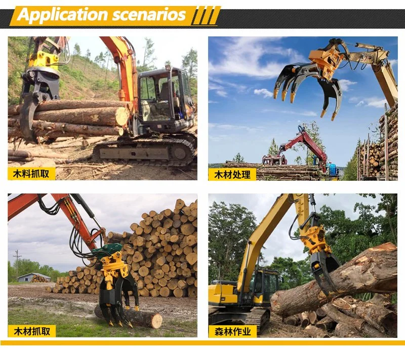 in Ethiopia, Kenya, Rwanda, Customized Hydraulic Grab with Arm for Catching Scrap Metal Excavator 360 Degree Rotating Log Grapple