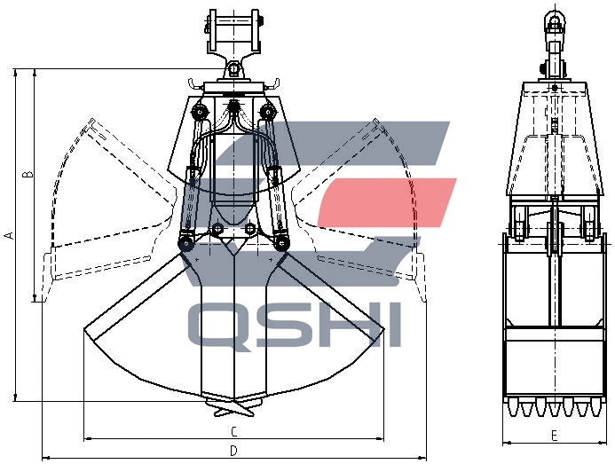 Qshi 2cbm Hydraulic Excavator Clamshell Grab for Handling Bulk Cargo