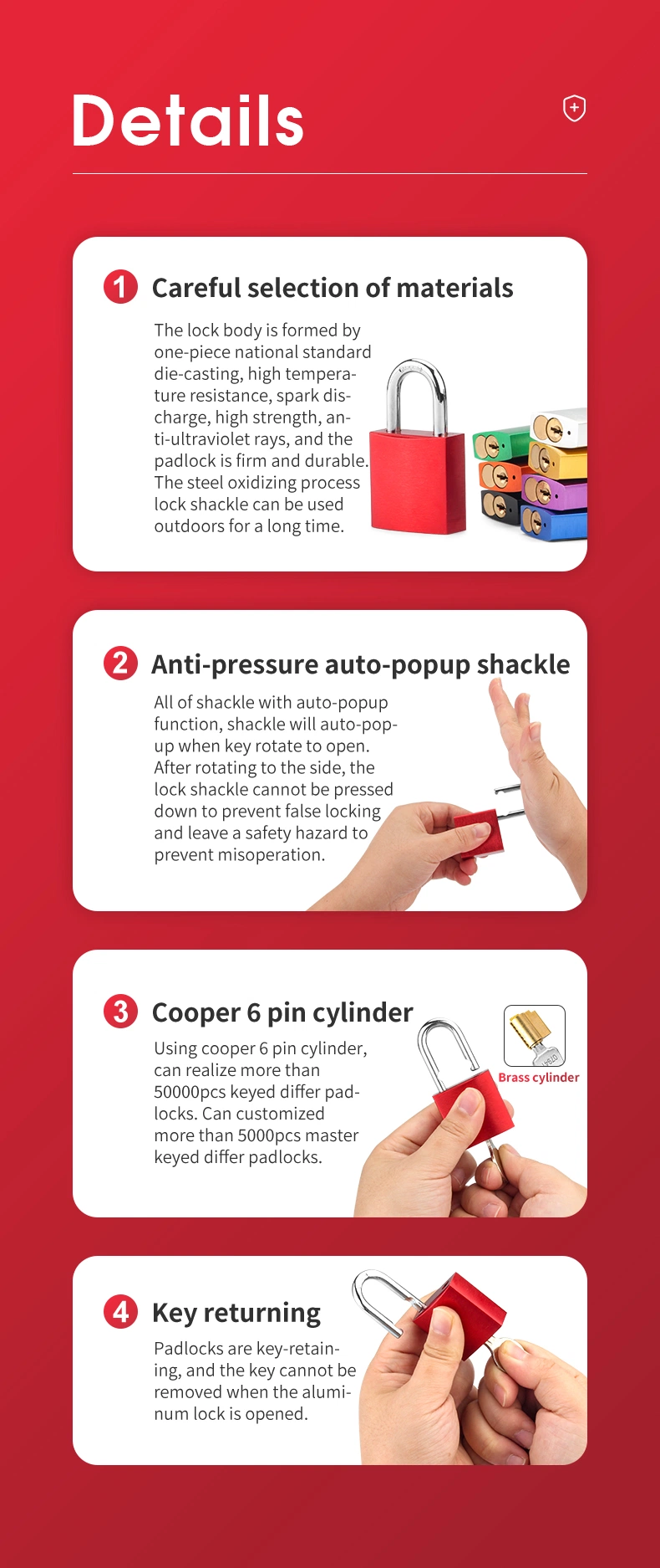 Small Compact Aluminium Padlock with 5*20mm Steel Shackle for Insulation Lockout/Tagout