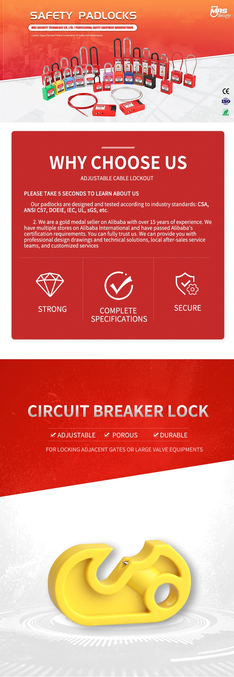 Yellow ABS Industry Durable Miniature Safety Circuit Security Lockout Tagou Manufacturer