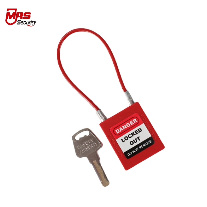 175mm Cable Shackle Security Padlocks with Key Red Plastic Safety Padlock