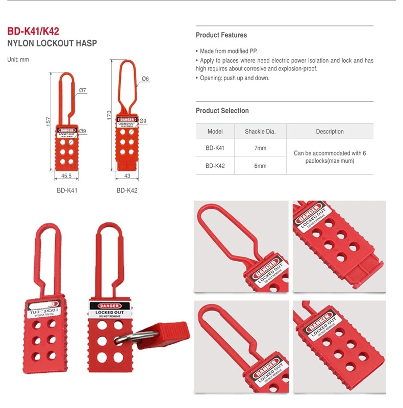 Non-Conductive 7mm Shackle Nylon Lockout Hasp for Electrical Insulation Safety Lockout/Tagout