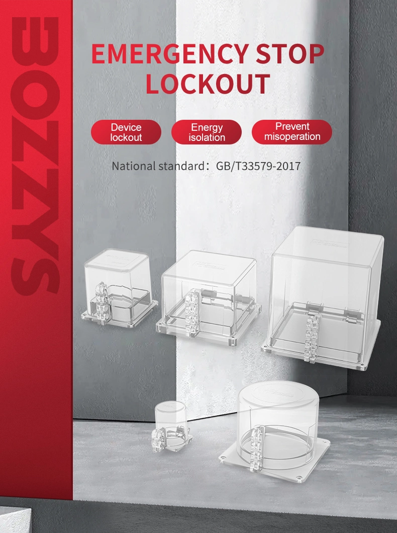 Large Square Transparent Plastic E-Stop Push Button Lockout Devices