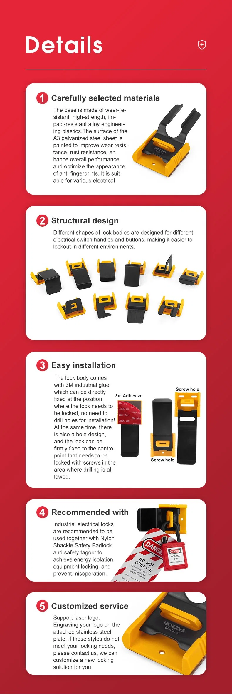 Safety Emergency Stop Lock Electrical Circuit Breaker Lockout