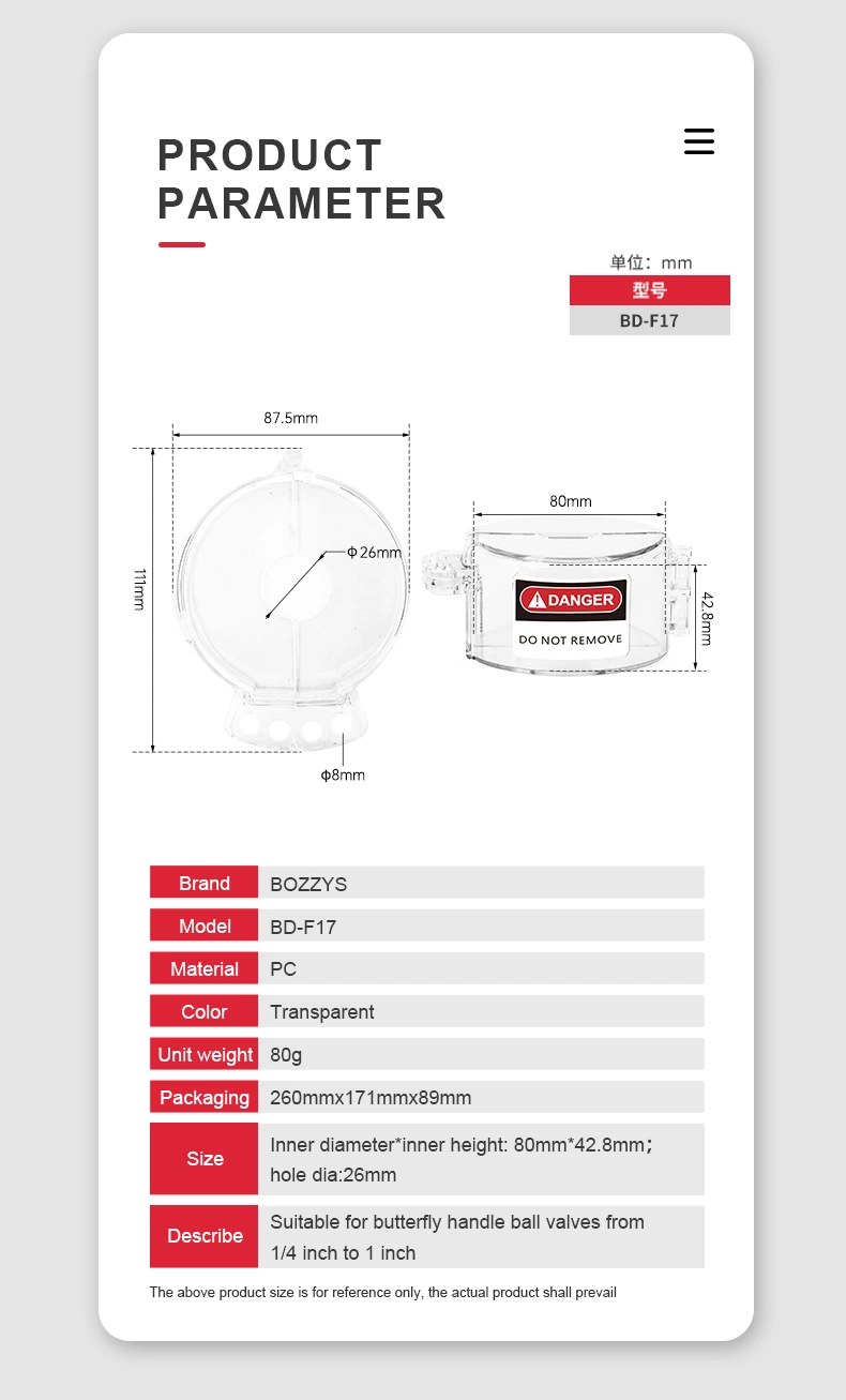 Bozzys Hot Sale Valve Lockout for 0.25-1 Inch Butterfly Handle Ball Valves