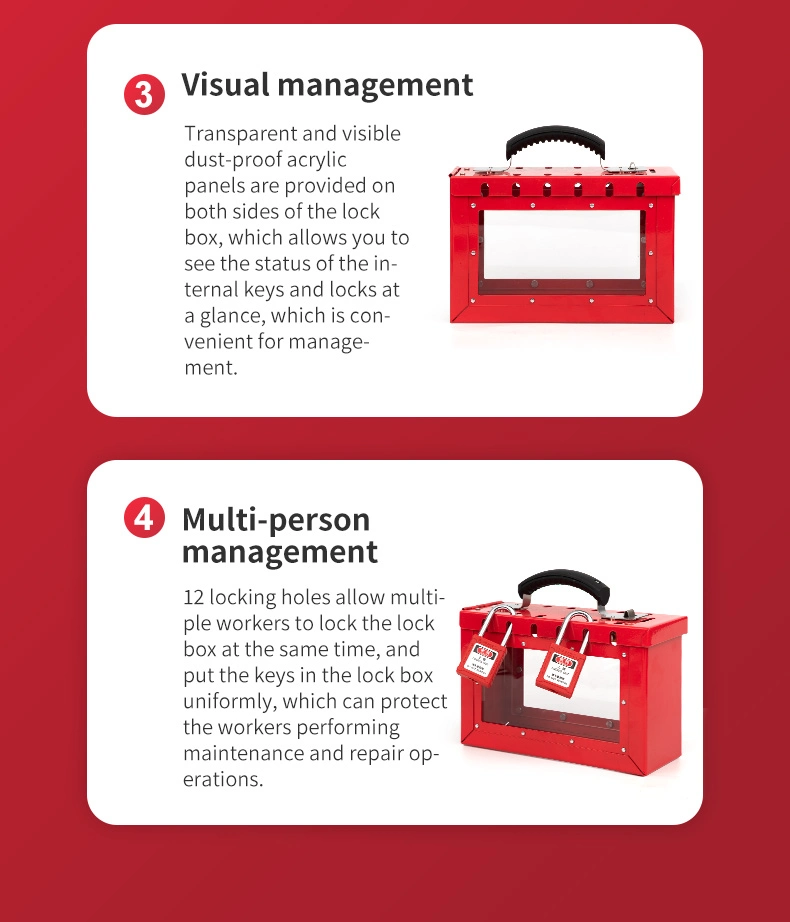 Group Lockout Box with Transparent Cut out at Both Side