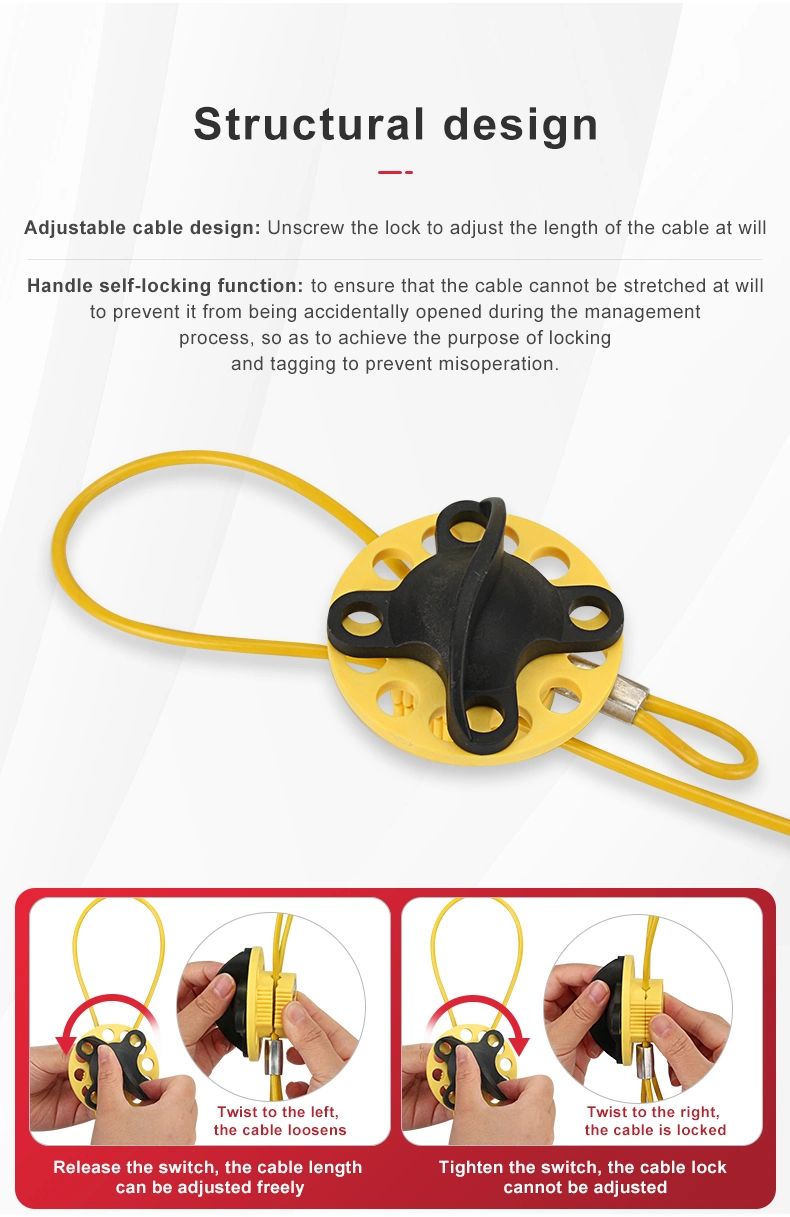 Industrial Wheel Type Cable Lockout with 2m Stainless Steel Cable