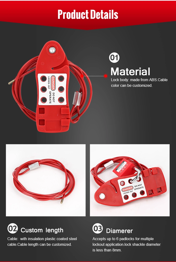 Economic Fish-Shaped Adjustable Stainless Steel Cable Security Lockout