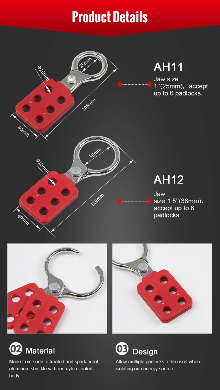 OEM Red Plastic Covered Handle Padlock 6 Holes Lockout Hasp