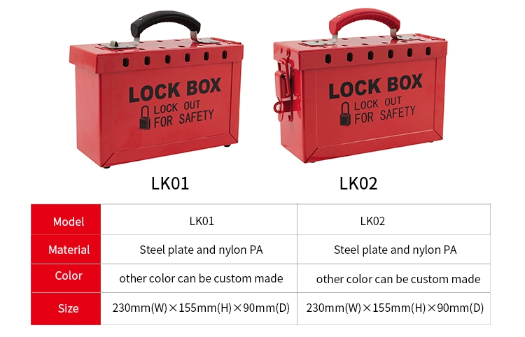 Combination Red Loto Lock Brady Portable Steel Safety Group Lockout Box with Padlock Key