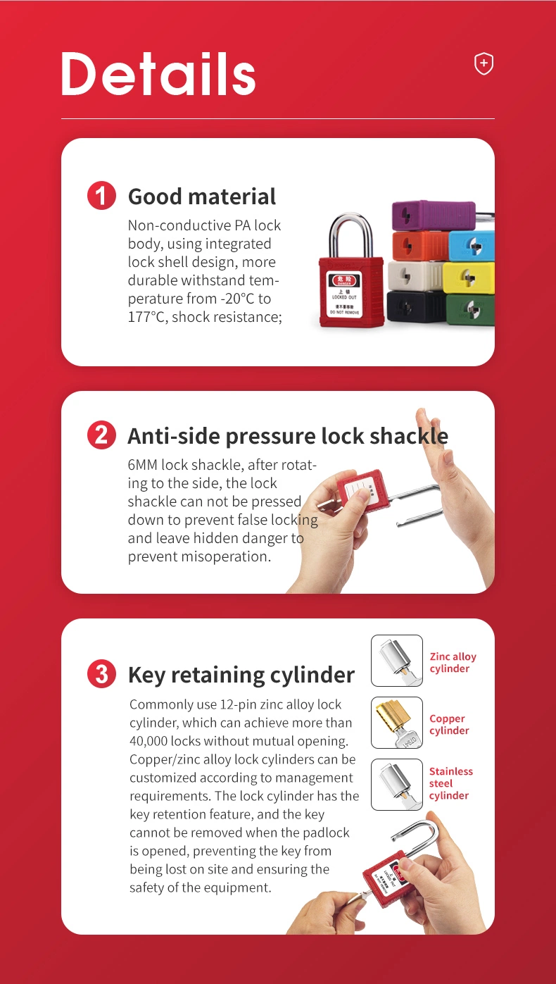 25mm Steel or Stainless Steel Shackle Safety Padlock, Short Shackle Padlock