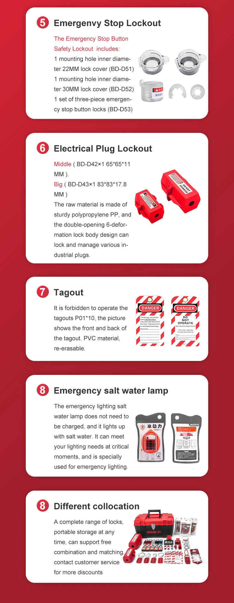 Industrial Electrical and Valve Lockout Tagout Kit Locks Can Be Freely Combined and Matched for Industrial Lockout-Tagout