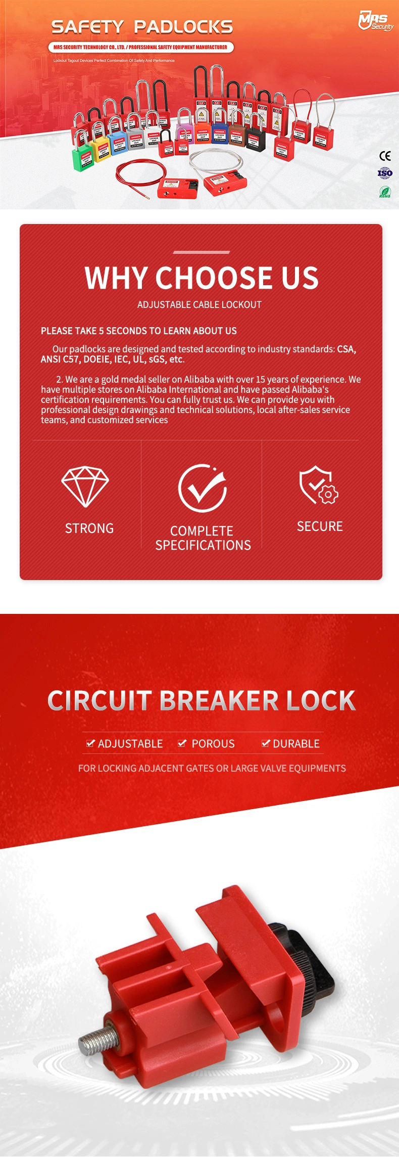ABS Industry Durable Safety Circuit Breaker Lockout Security Lockout Tagout Manufacturer