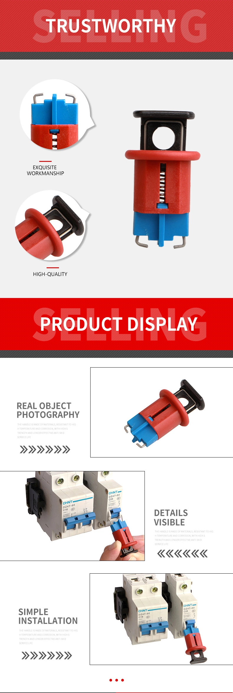 ABS Safety Industry Miniature Circuit Breaker Lockout Loto Security Lockout Tagout Manufacturer