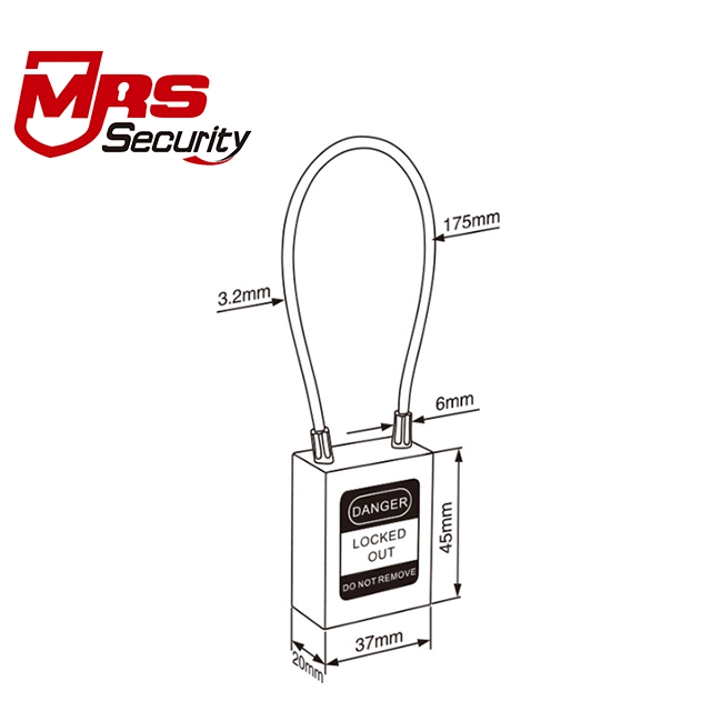 Lockout Tagout Padlocks 175 mm Cable Shackle Padlock Steel Shackle Safety Padlock