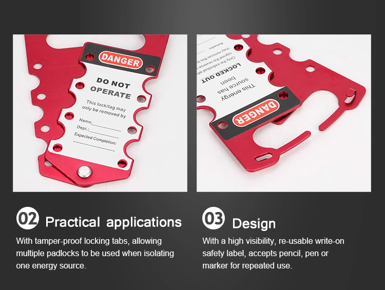 Colored Labeled Aluminum Lockout Hasp with 8 Hole for Padlock