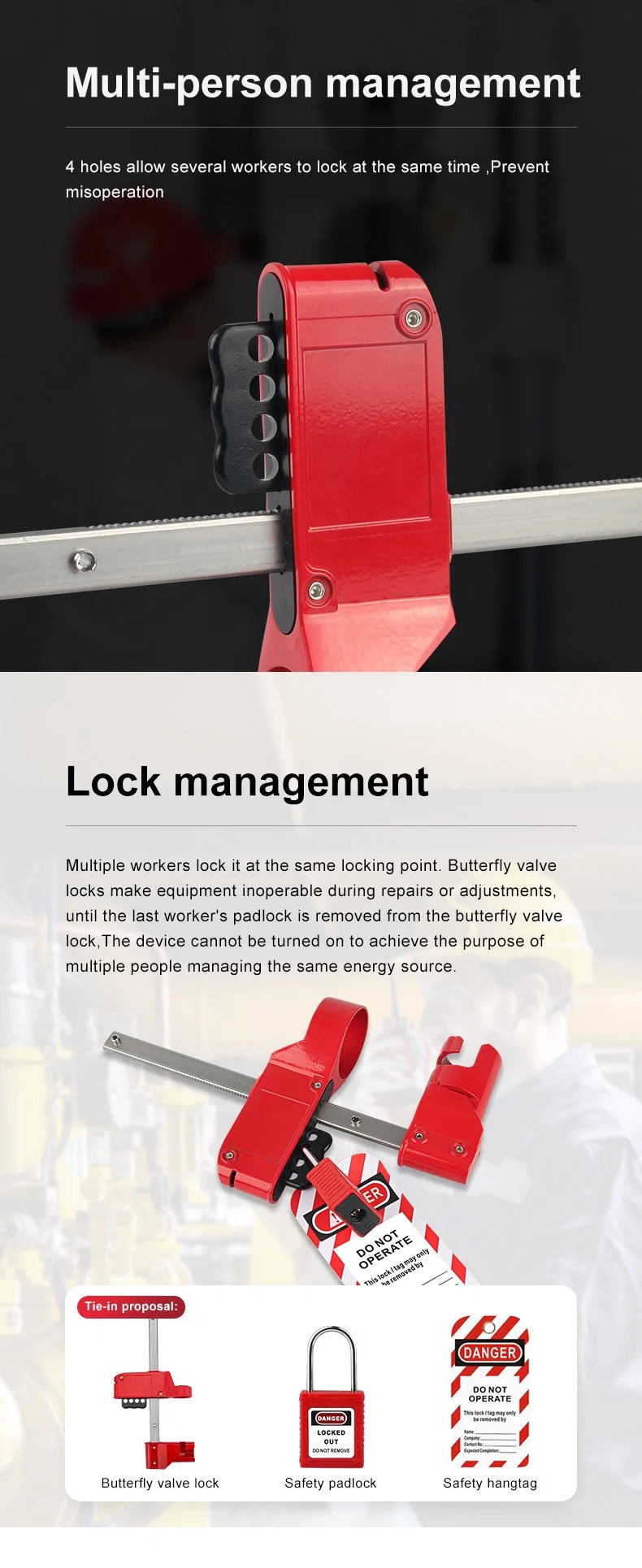 Adjustable Device to Fits 70mm to 210mm Valves Sanitary Butterfly Valve Lockout