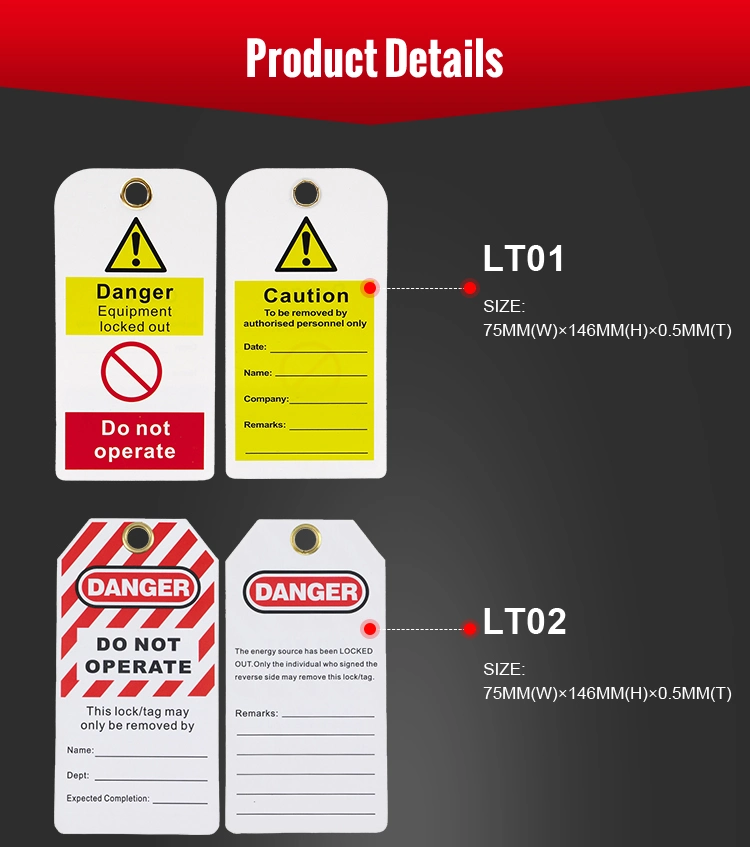 PVC Plastic Customized Do Not Operate Safety Lockout Tag Warning Tagout
