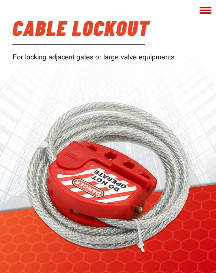 Industrial Security Steel Insulation Economic Shaped Adjustable Cable Lockout Tagout