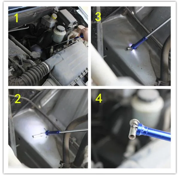 Stainless Steel Flexible Magnetic Pick-up Claw Grabber Tool with LED Light