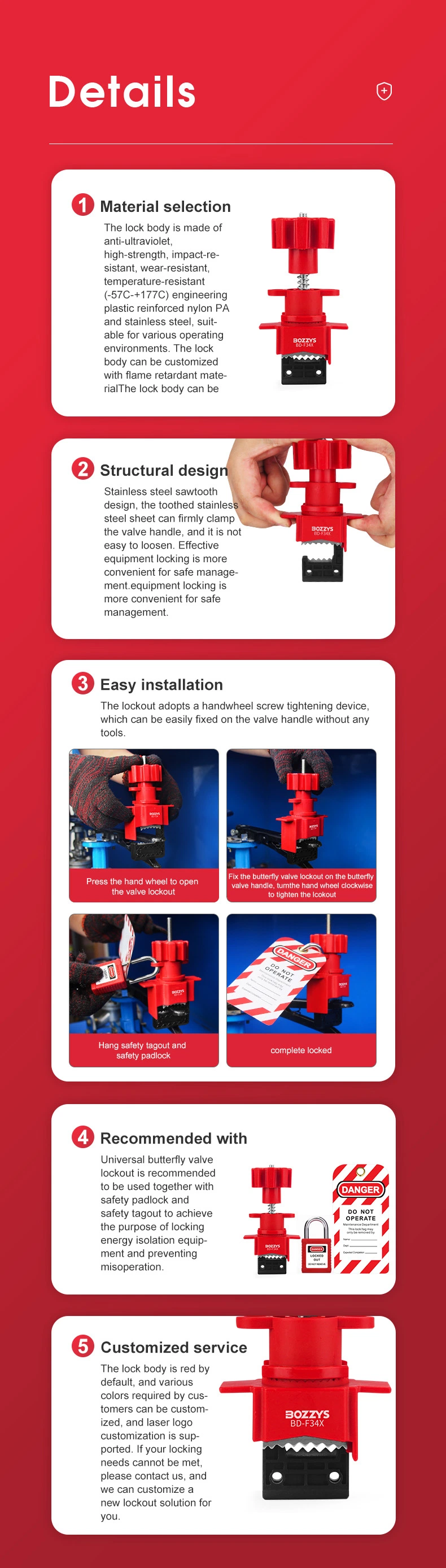 Bozzys Industrial Safety Universal Butterfly Valve Lockout