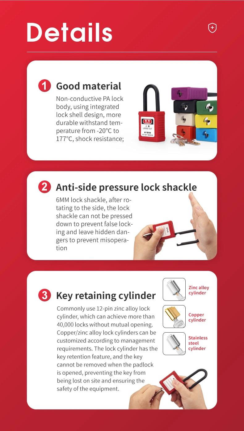 Ce Certification Nylon Shackle Industrial Safety Padlocks