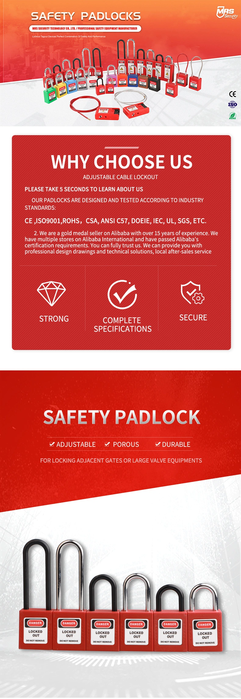 Colorful 25mm Steel Shackle Safety Lockout Wholesale Industry Isolation Safe Padlock Manufacturer