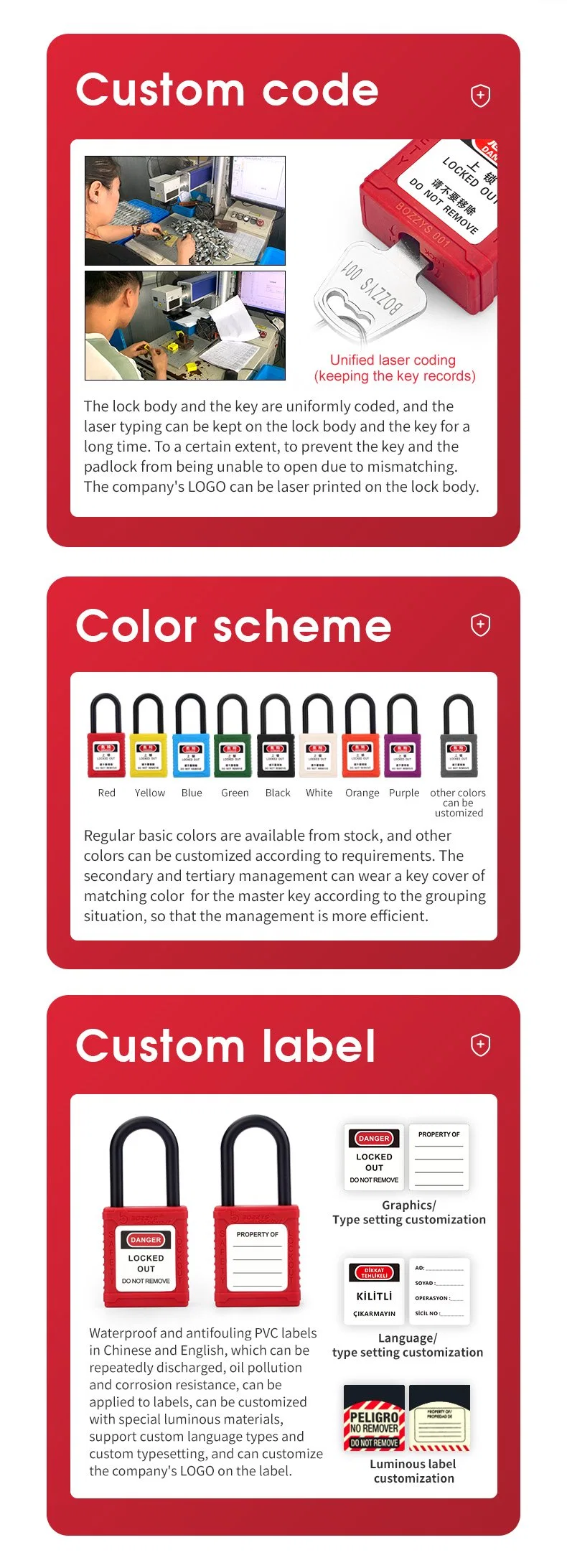 Nylon Loto Lockout Non-Conductive Safety Padlock with Keyed Alike