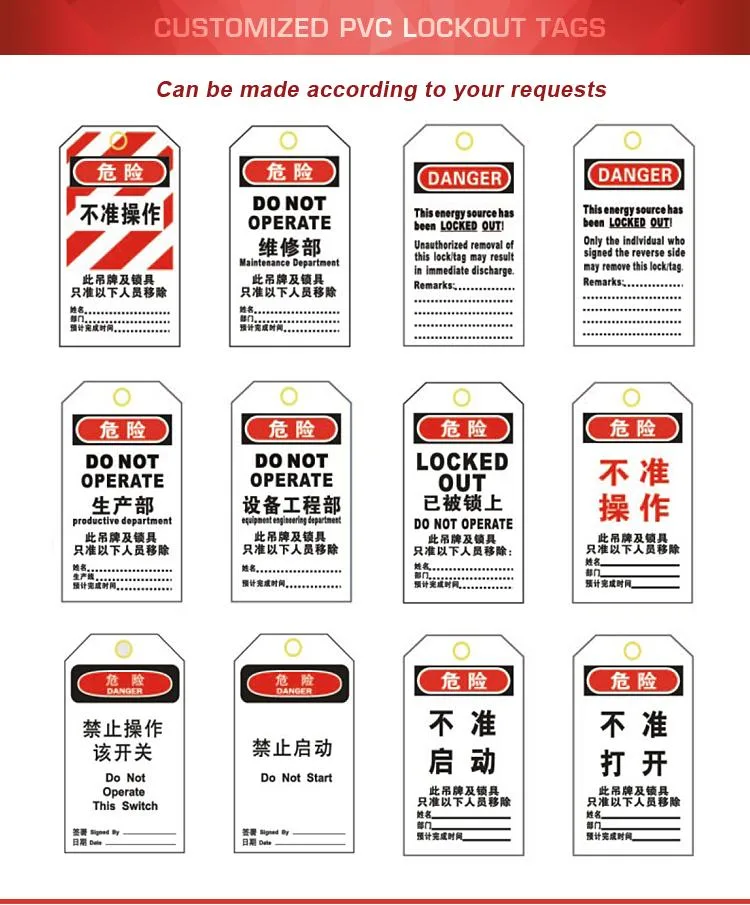 Equipment Locked Customized Danger Sign PVC Lock out Tag out Warning Tag Outpvc Labels