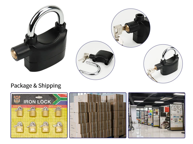 Smart Padlock Black Aluminum Alloy Outdoor High Decibel U-Shaped Alarm Padlock